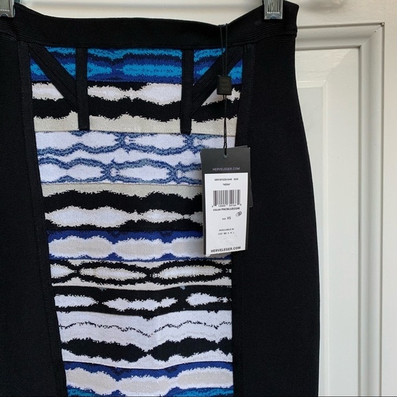 NWT HERVE LEGER Vera Striped Ripple Pencil Skirt‎ Sz S - Picture 8 of 12